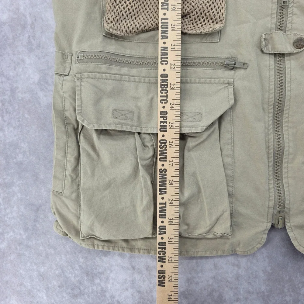 Vintage Banana Republic Safari Fishing Vest Khaki Tan Cotton Utility Mesh XL